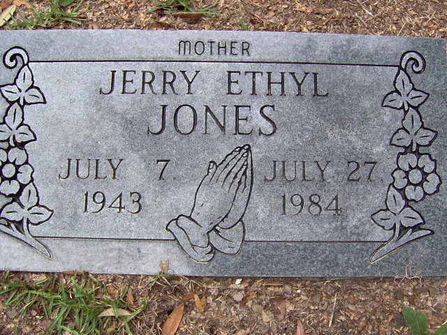 Headstone for Jones, Jerry Ethyl